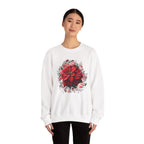 Poinsettia Wreath Crewneck Sweatshirt — Holiday Floral Christmas Sweater