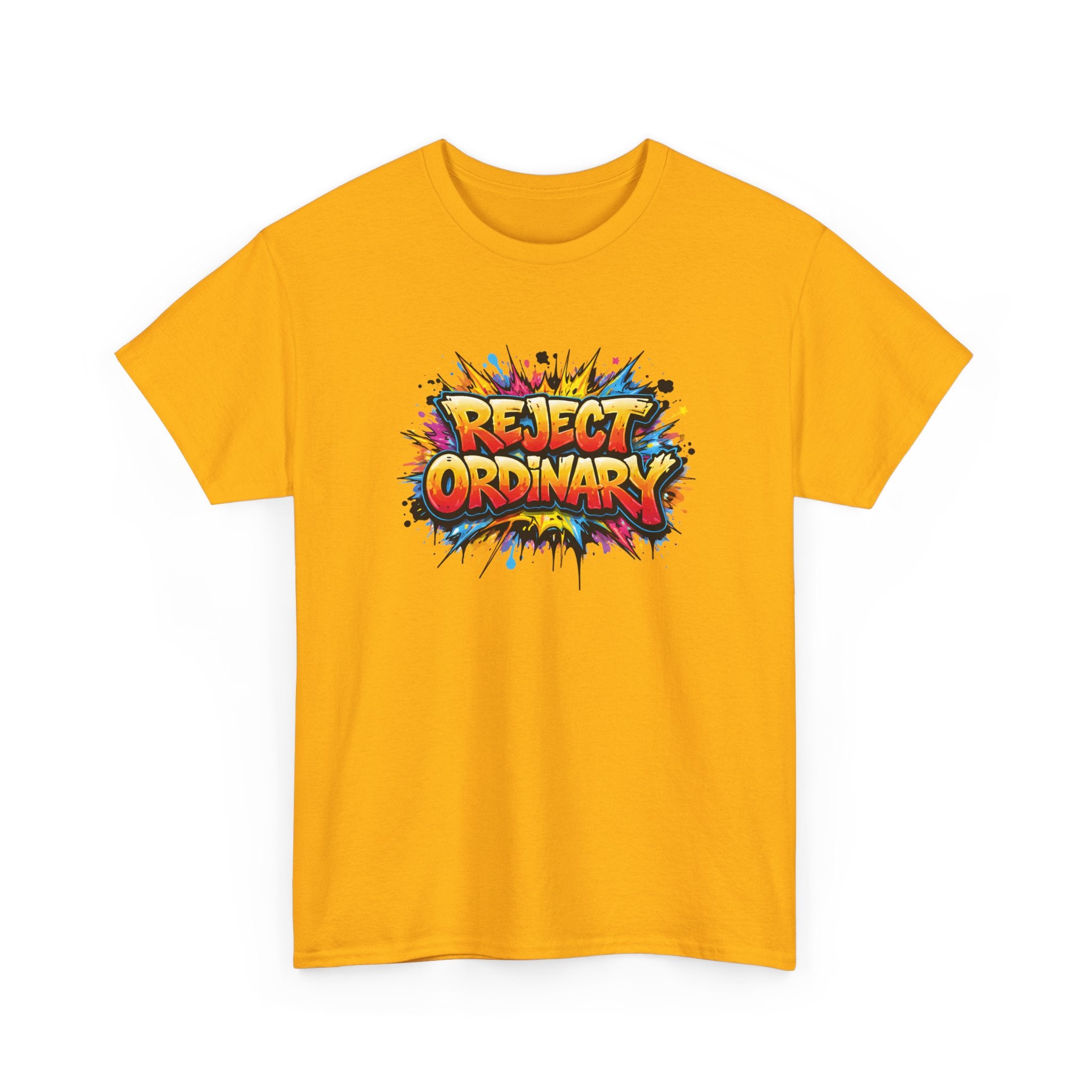 Reject Ordinary T-Shirt — Bold Colorful Graphic Tee for Creative Rebels