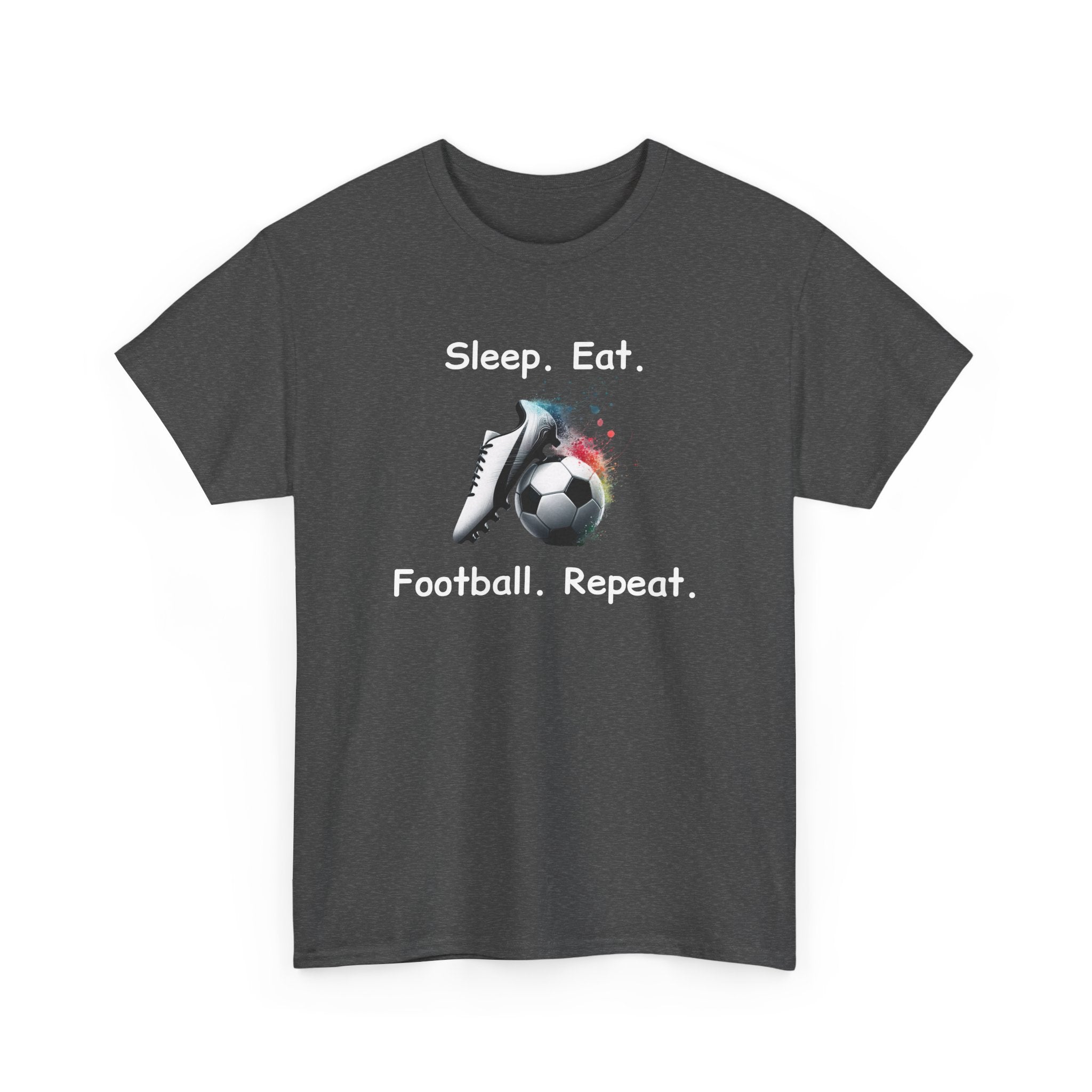 Football Soccer T-Shirt — "Sleep. Eat. Football. Repeat." Youth & Adult Crew Tee