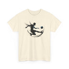 Soccer Player Silhouette Tee — Dynamic Kicking Football Graphic T-Shirt