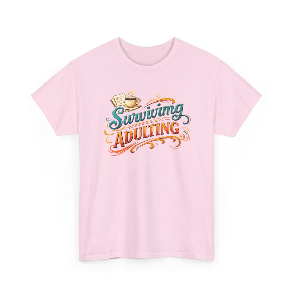 Surviving Adulting T-Shirt — Funny Retro Coffee Graphic Tee for Adults