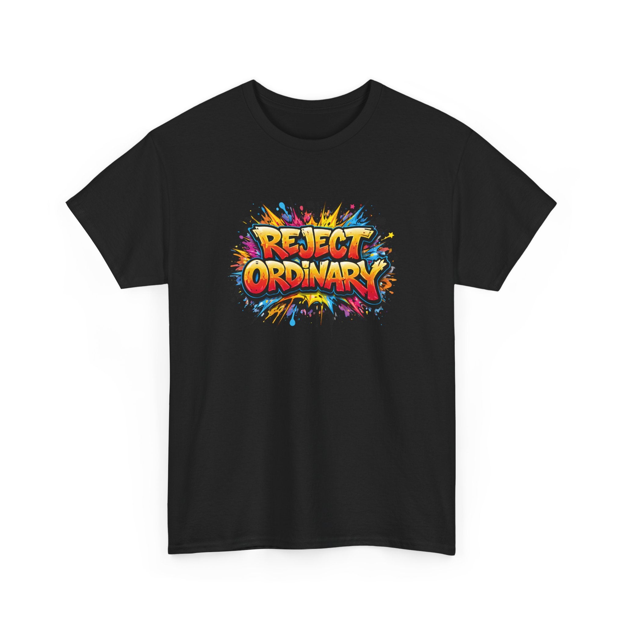 Reject Ordinary T-Shirt — Bold Colorful Graphic Tee for Creative Rebels