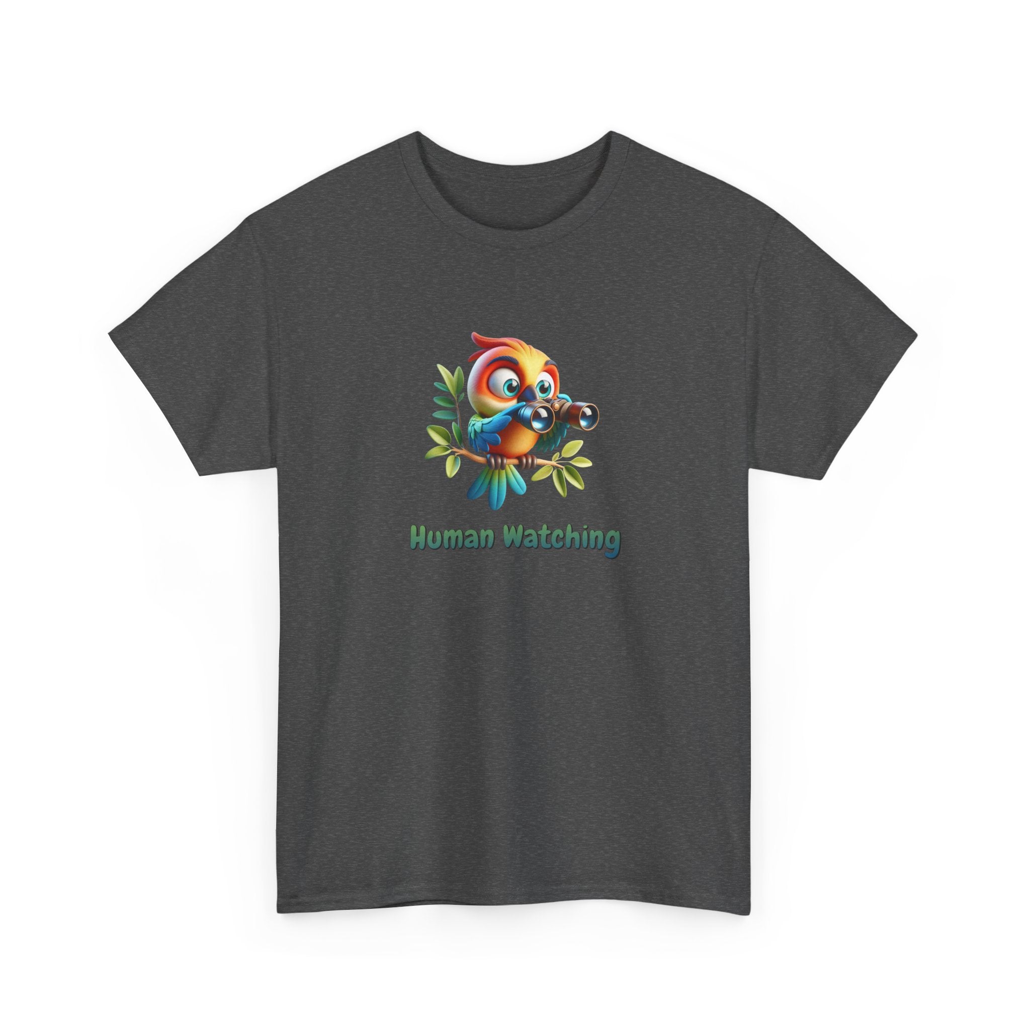 T‑Shirt — Cute Bird with Binoculars "Human Watching" Graphic Tee