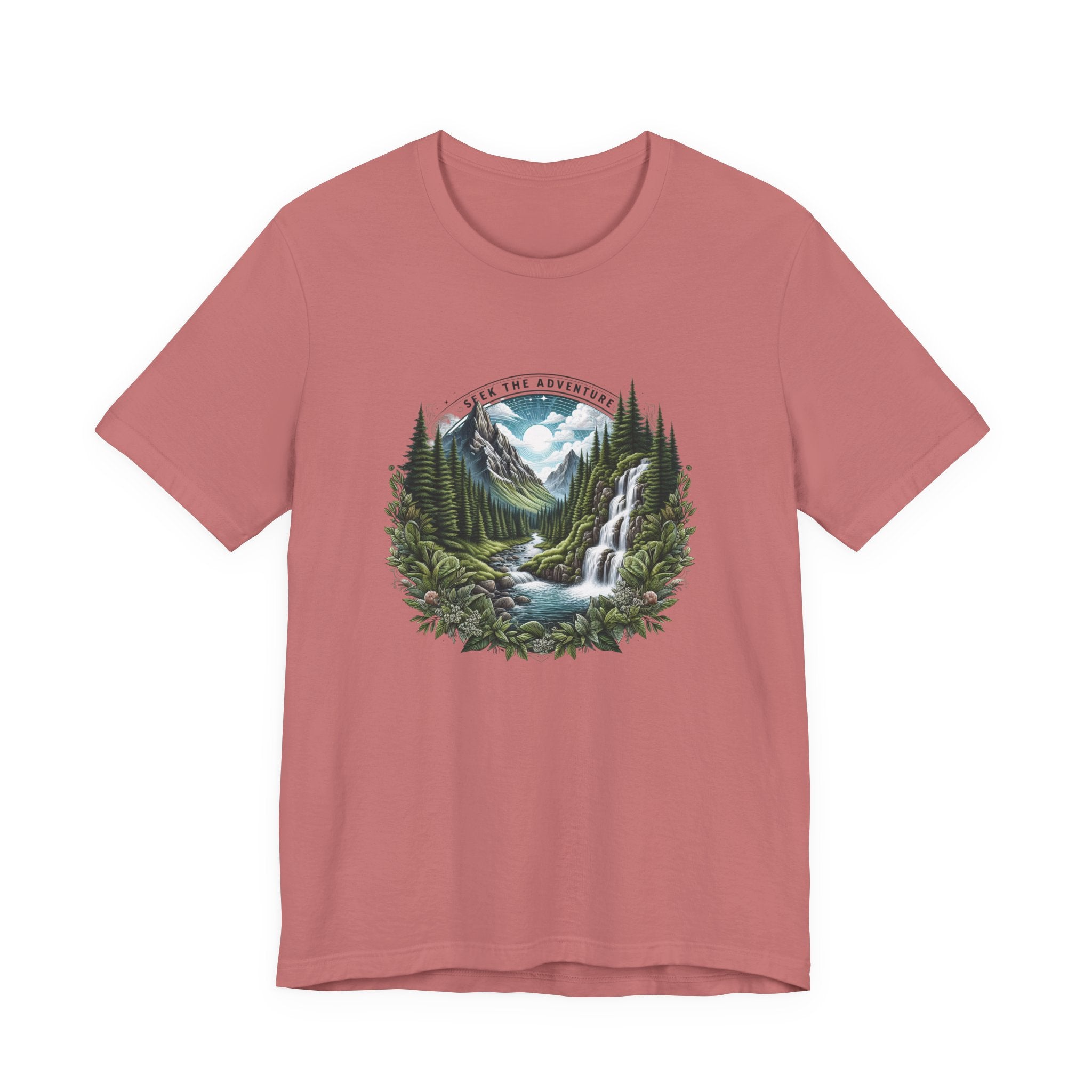 Nature Adventure T-Shirt — Mountain Waterfall Forest Graphic Tee
