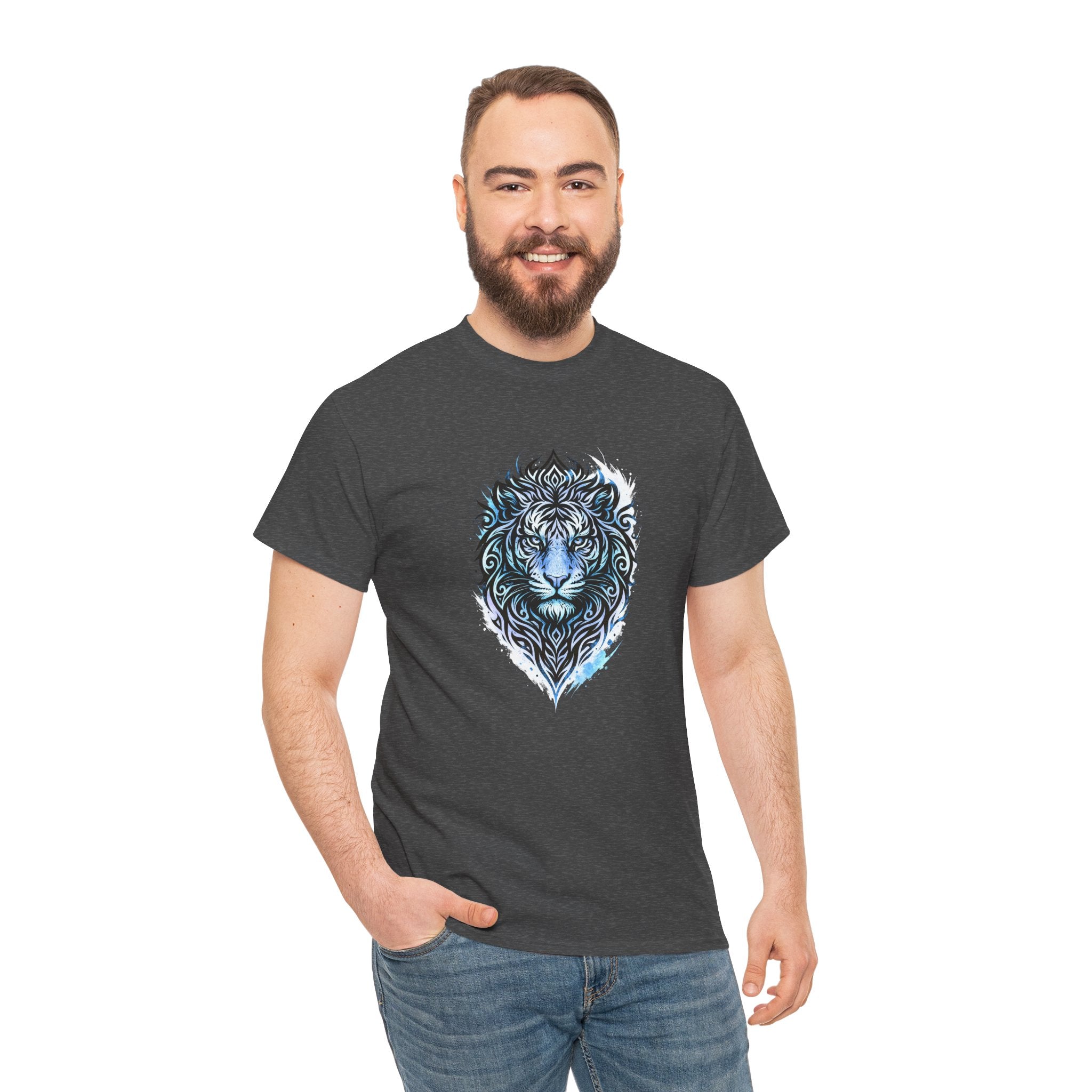 Tiger T-Shirt — Intricate Blue And White Tiger Graphic Tee