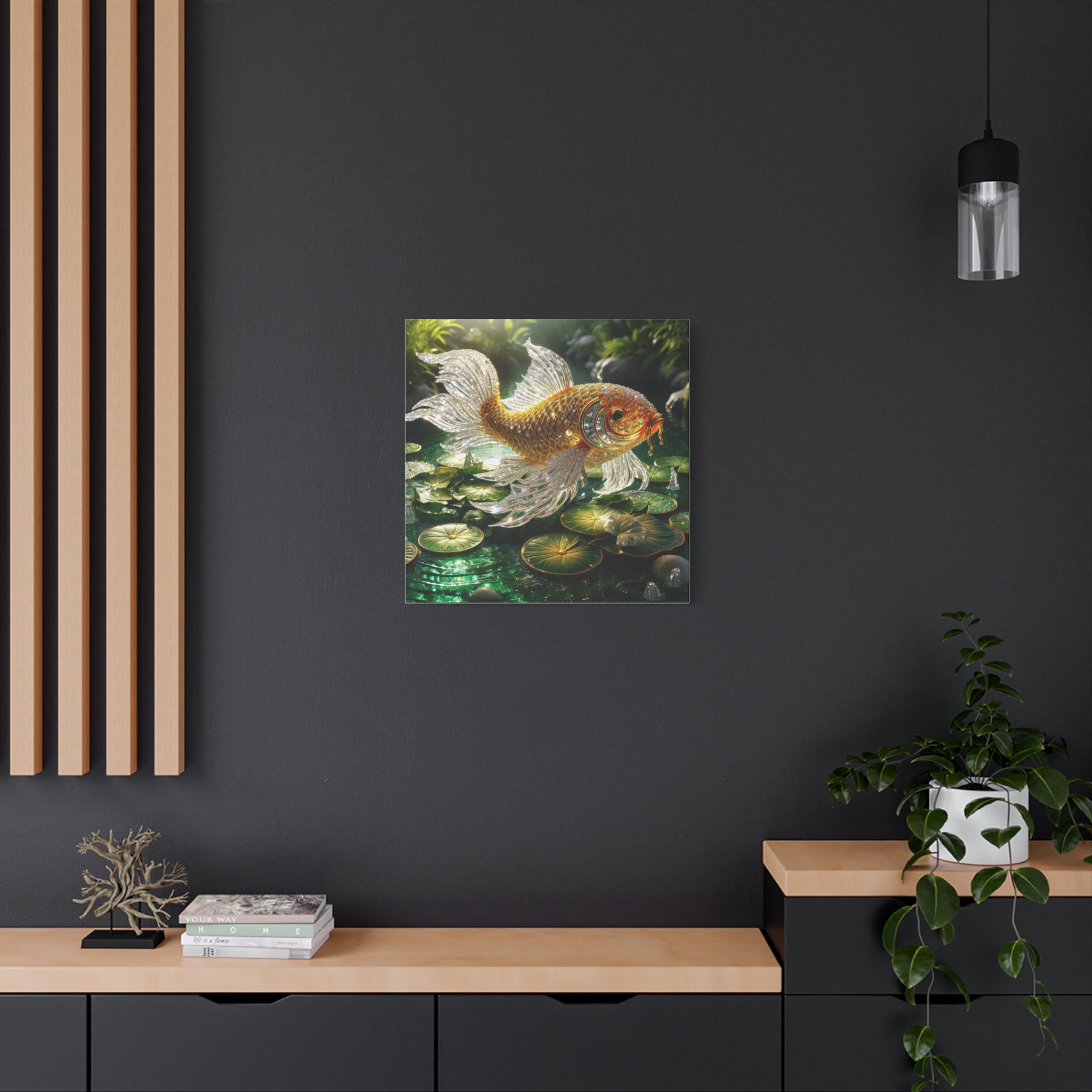 Gold Crystal Koi Fish Canvas Wall Art — Stretched Matte 1.25"
