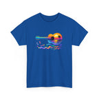 Guitar Sunset T-Shirt — Retro Tropical Sunrise Music Tee