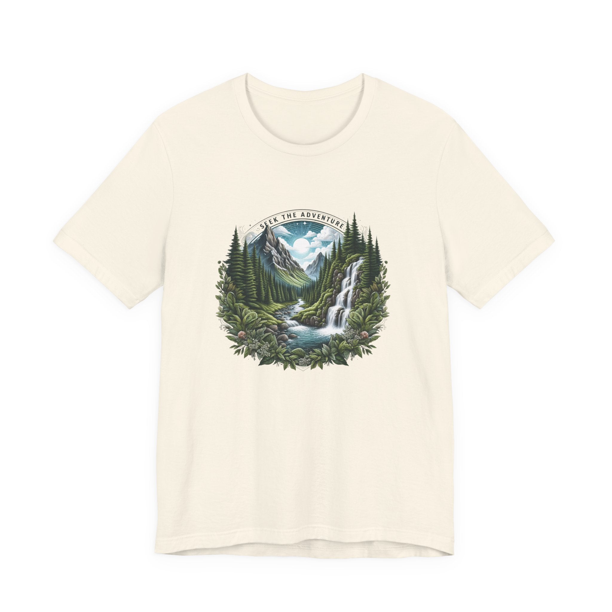 Nature Adventure T-Shirt — Mountain Waterfall Forest Graphic Tee