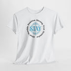 Stay Positive Graphic Tee — 'STAY' Inspirational Badge T‑Shirt
