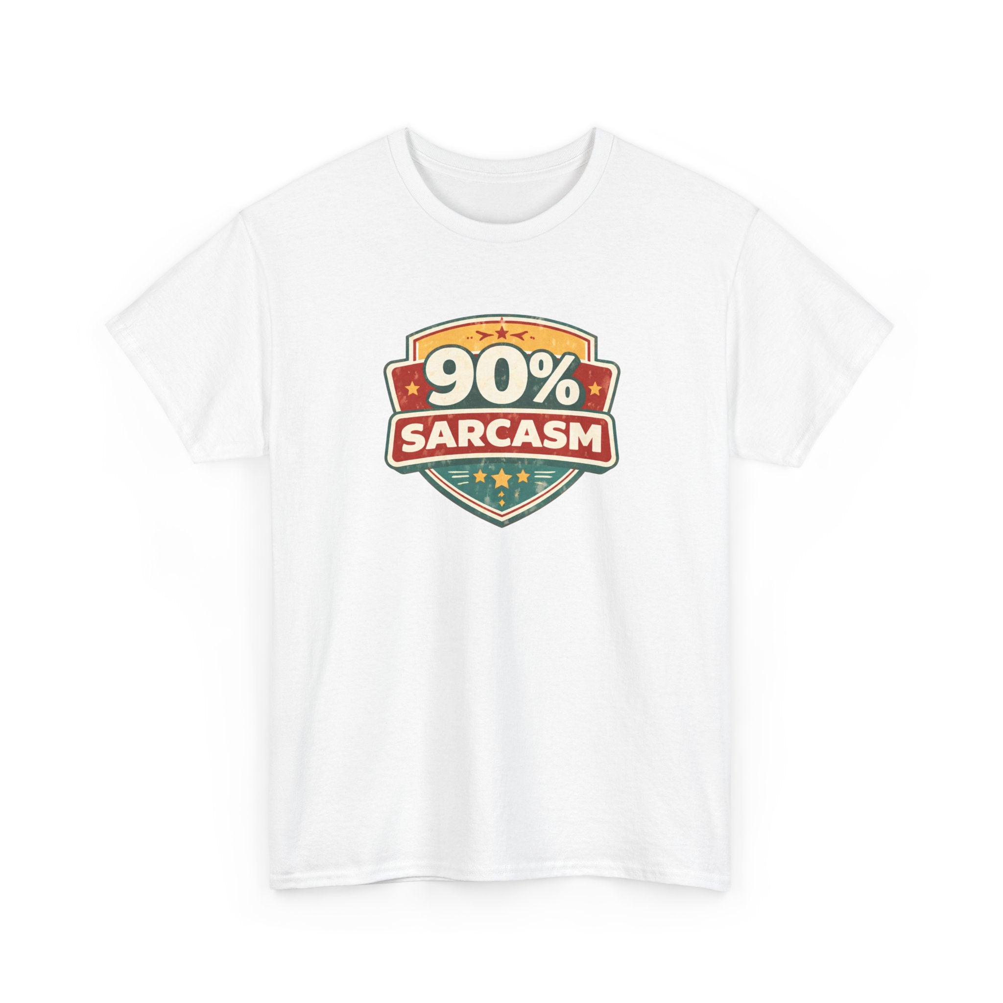 90% Sarcasm T-Shirt — Funny Retro Badge Graphic Tee for Sarcastic Humor
