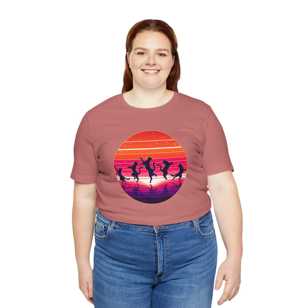 Retro Sunset Dancing Cats T-Shirt
