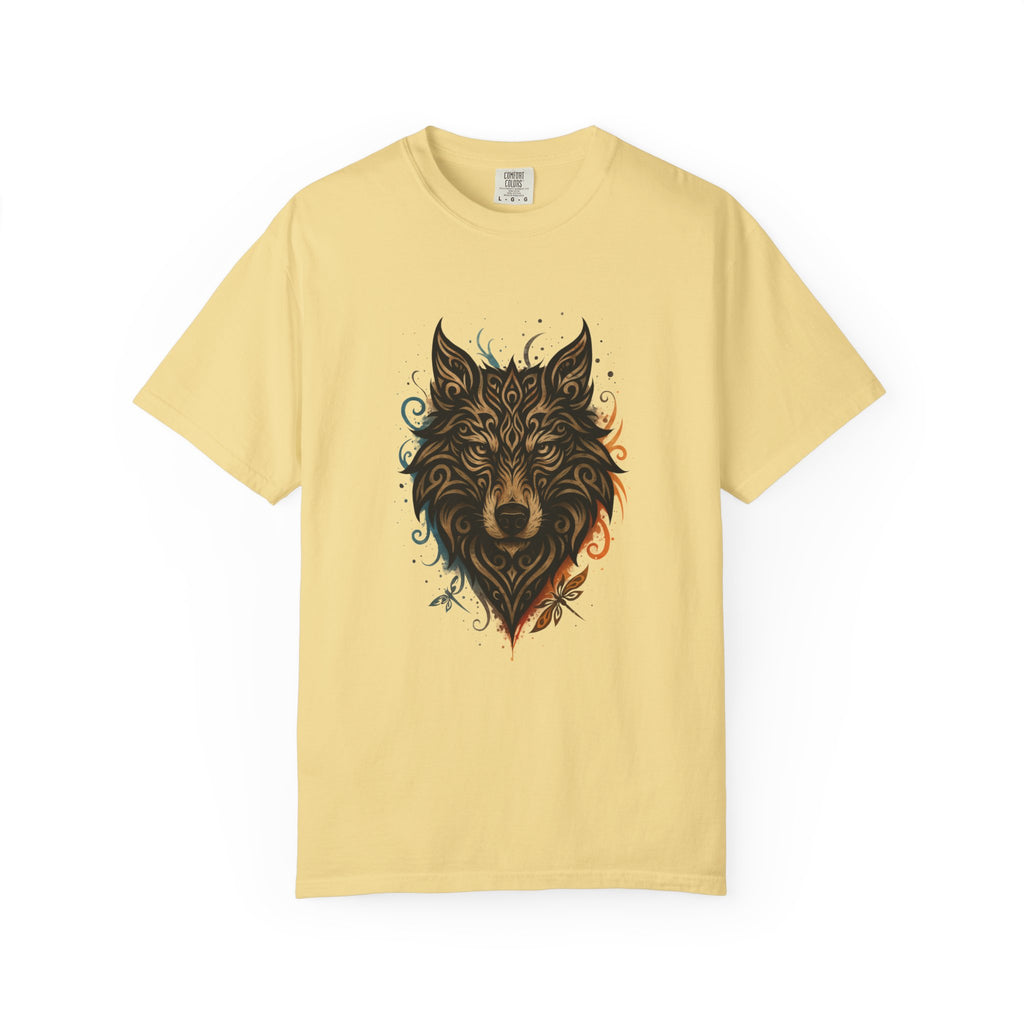 Wolf Head Graphic T-Shirt — Intricate Tribal Wolf Art Tee