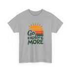 Adventure T-Shirt — "Go Explore More" Retro Sunrise Graphic