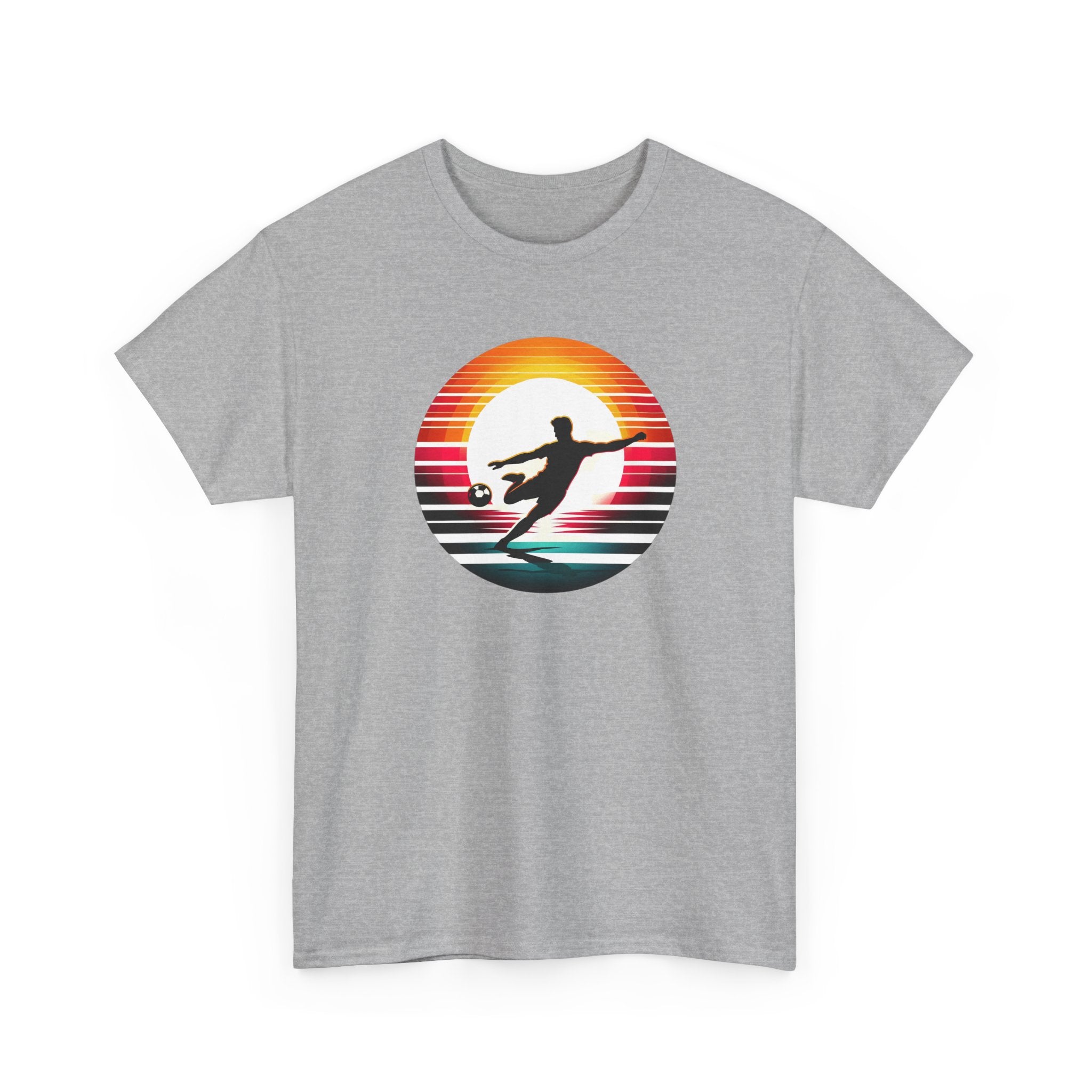 Football Soccer Silhouette Tee — Retro Sunset Soccer T-Shirt