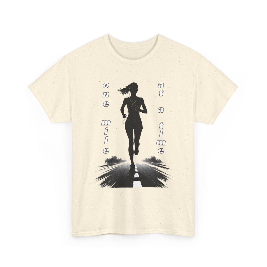 Woman Running Silhouette T‑Shirt – One Mile At A Time Graphic Tee