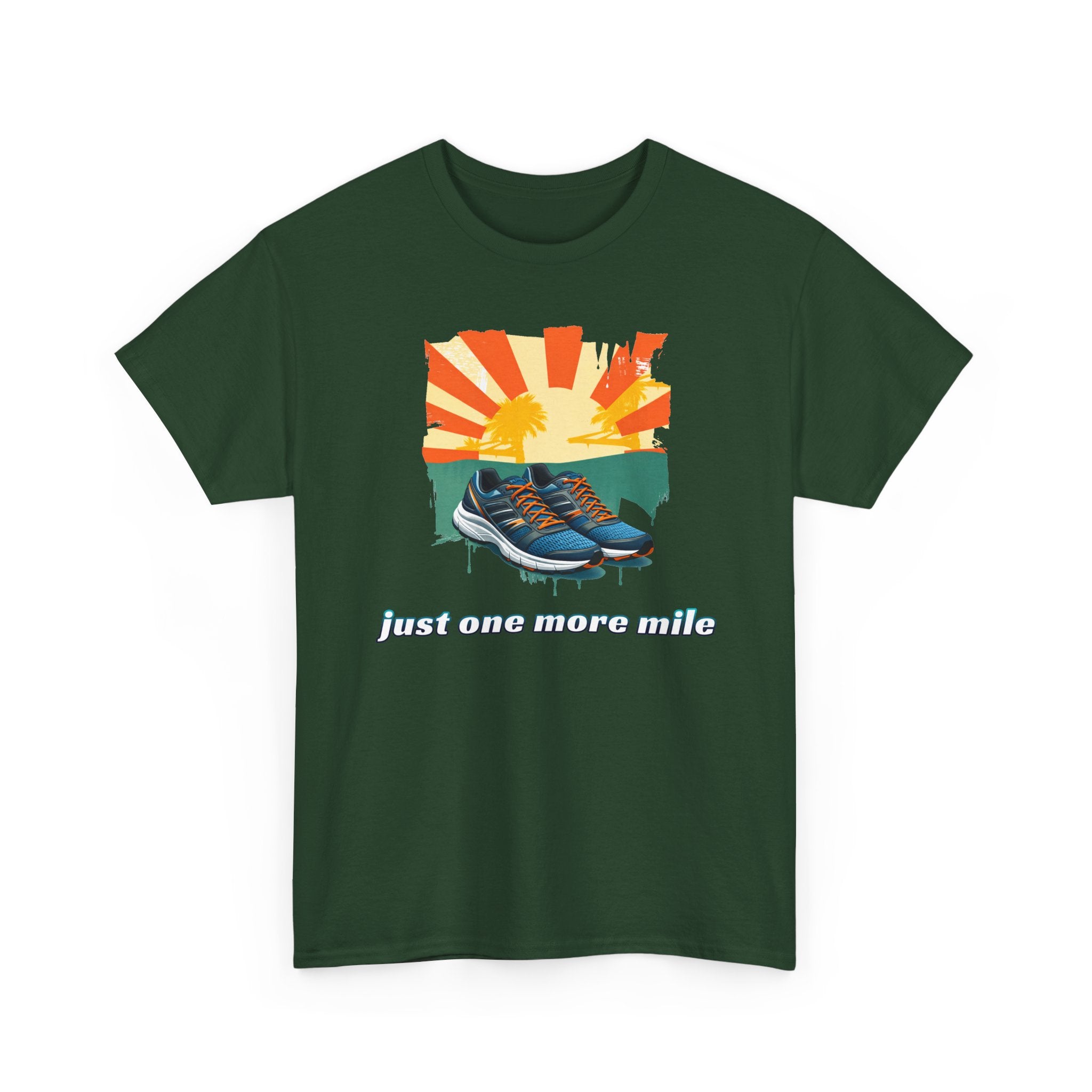 Running Tee — "Just One More Mile" Sunrise Graphic Shirt