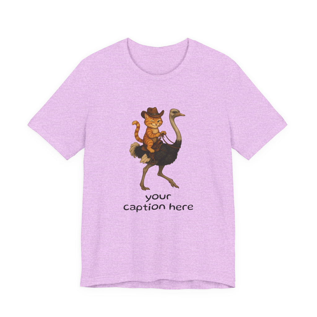 Cat Cowboy Riding Ostrich T-Shirt – Whimsical Western Animal Tee