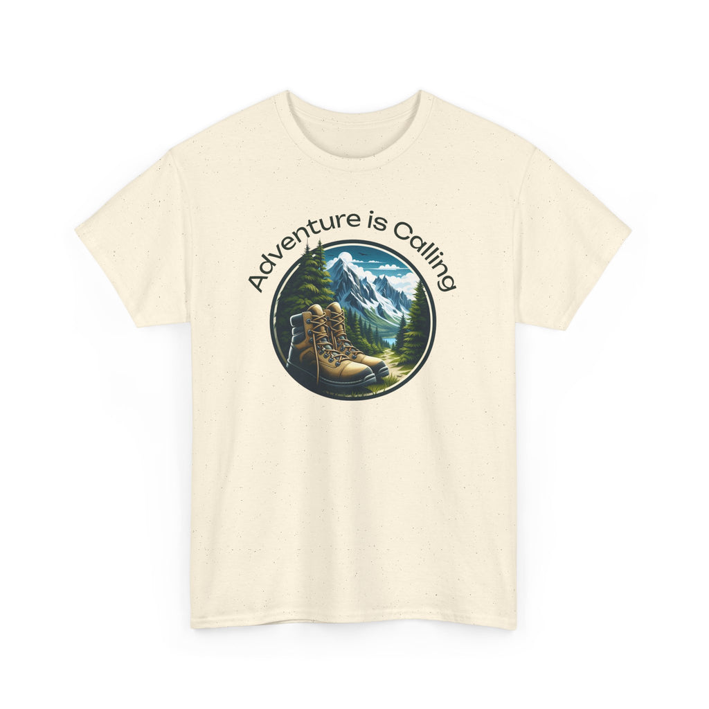 Adventure Is Calling Hiking T‑Shirt — Mountain Boots Outdoor Tee