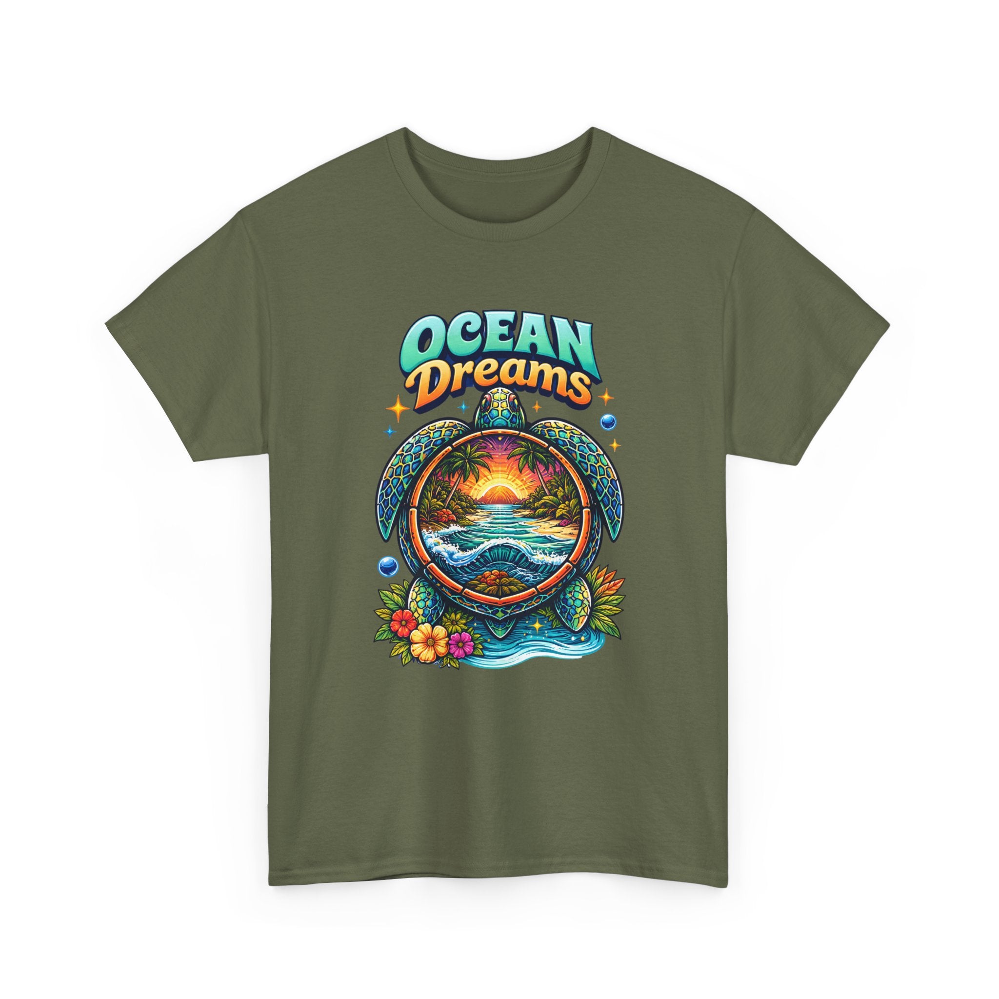 Ocean Dreams T‑Shirt — Tropical Sunset Sea Turtle Graphic Tee