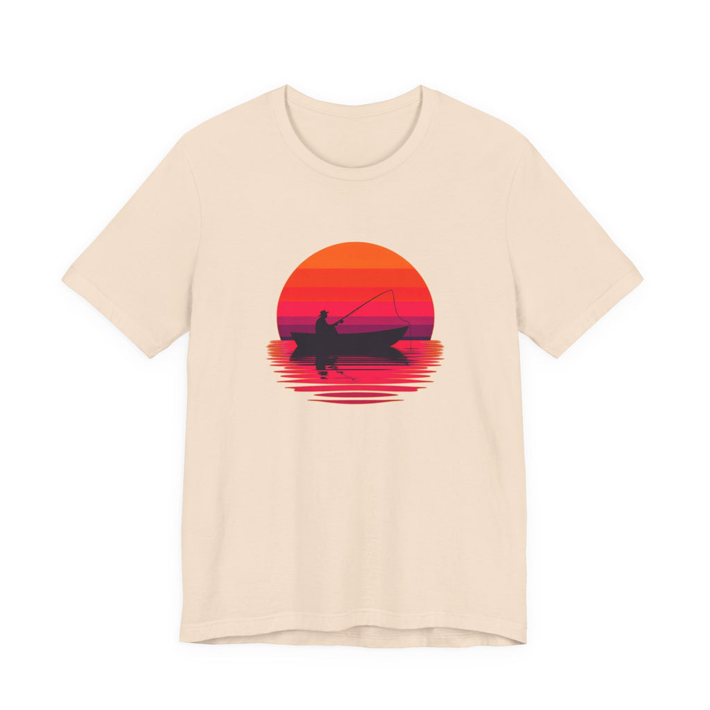 Fishing Sunset T‑Shirt — Retro Sunset Fisherman Boat Tee