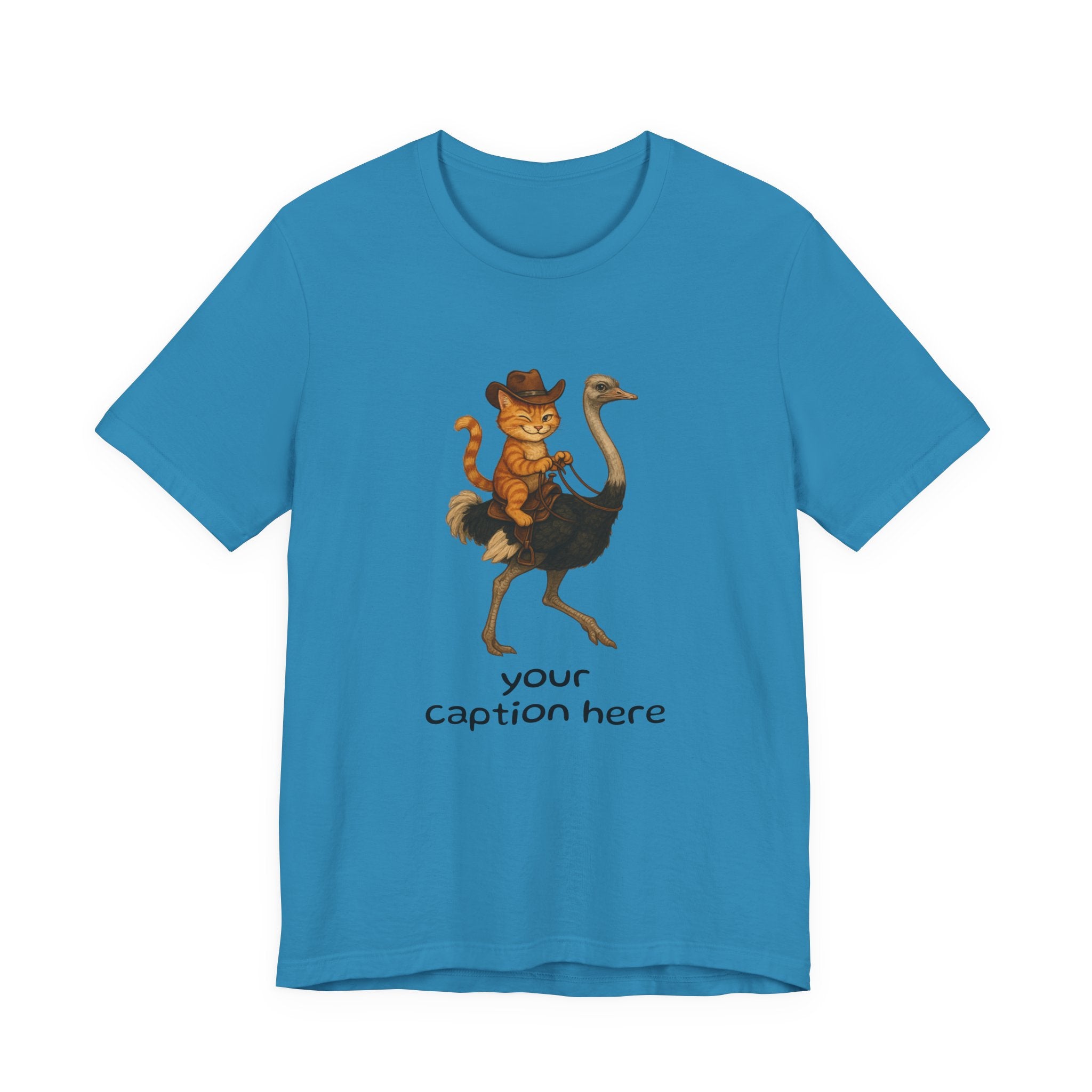 Cat Cowboy Riding Ostrich T-Shirt – Whimsical Western Animal Tee