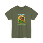 Slow Down Turtle Sloth & Snail V-Neck Tee — "Enjoy Life a Little" Relaxed Graphic Shirt