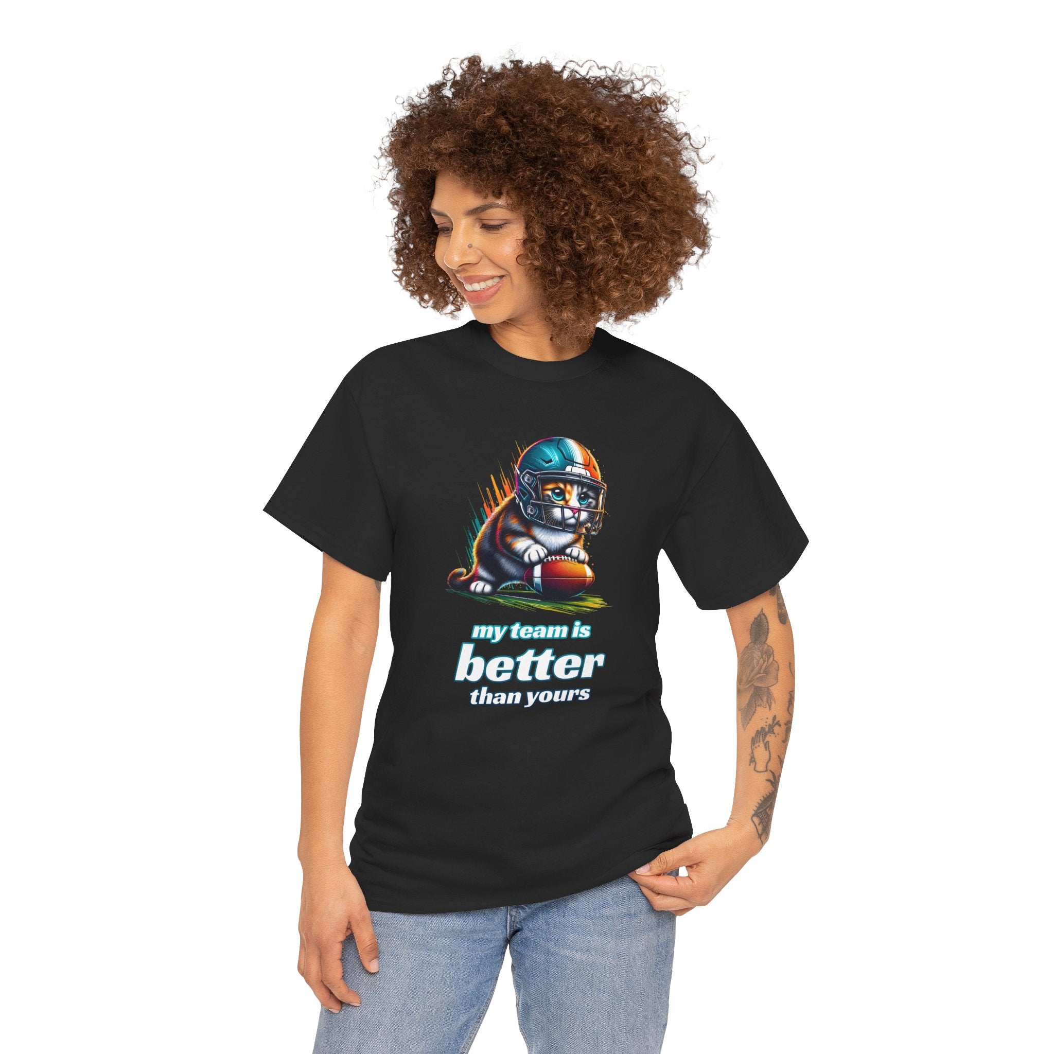 Football Fan T-Shirt — My Team Is Better Than Yours Football Cat Tee