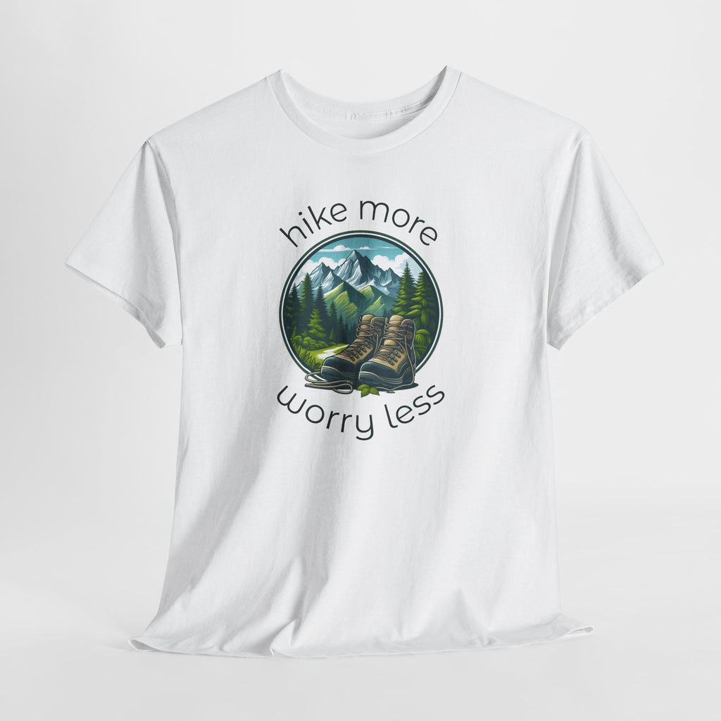 Hike More Worry Less T-Shirt — Nature Hiking Graphic Tee