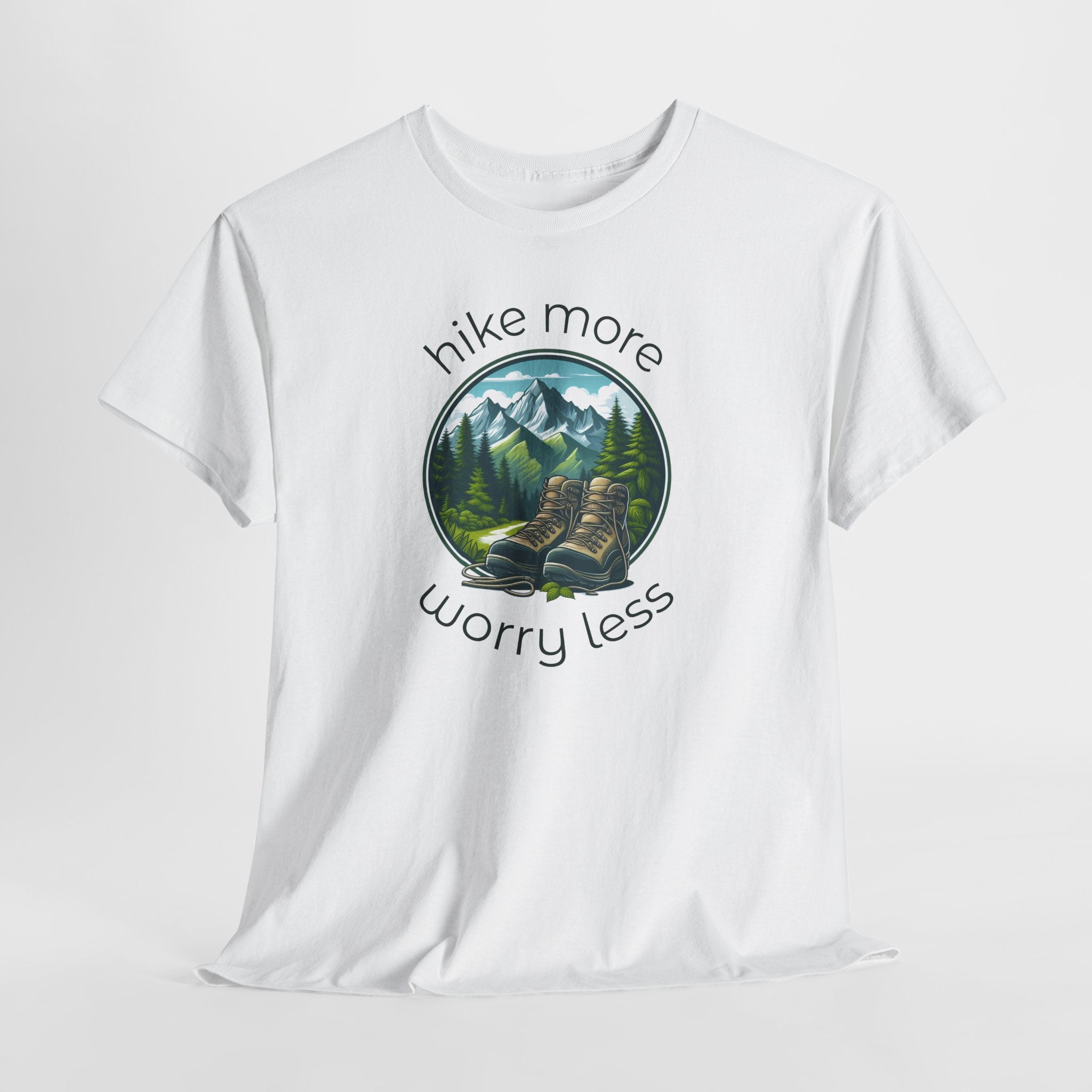 Hike More Worry Less T-Shirt — Nature Hiking Graphic Tee