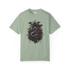 Snake Crest T-Shirt — Gothic Serpent Floral Graphic Tee