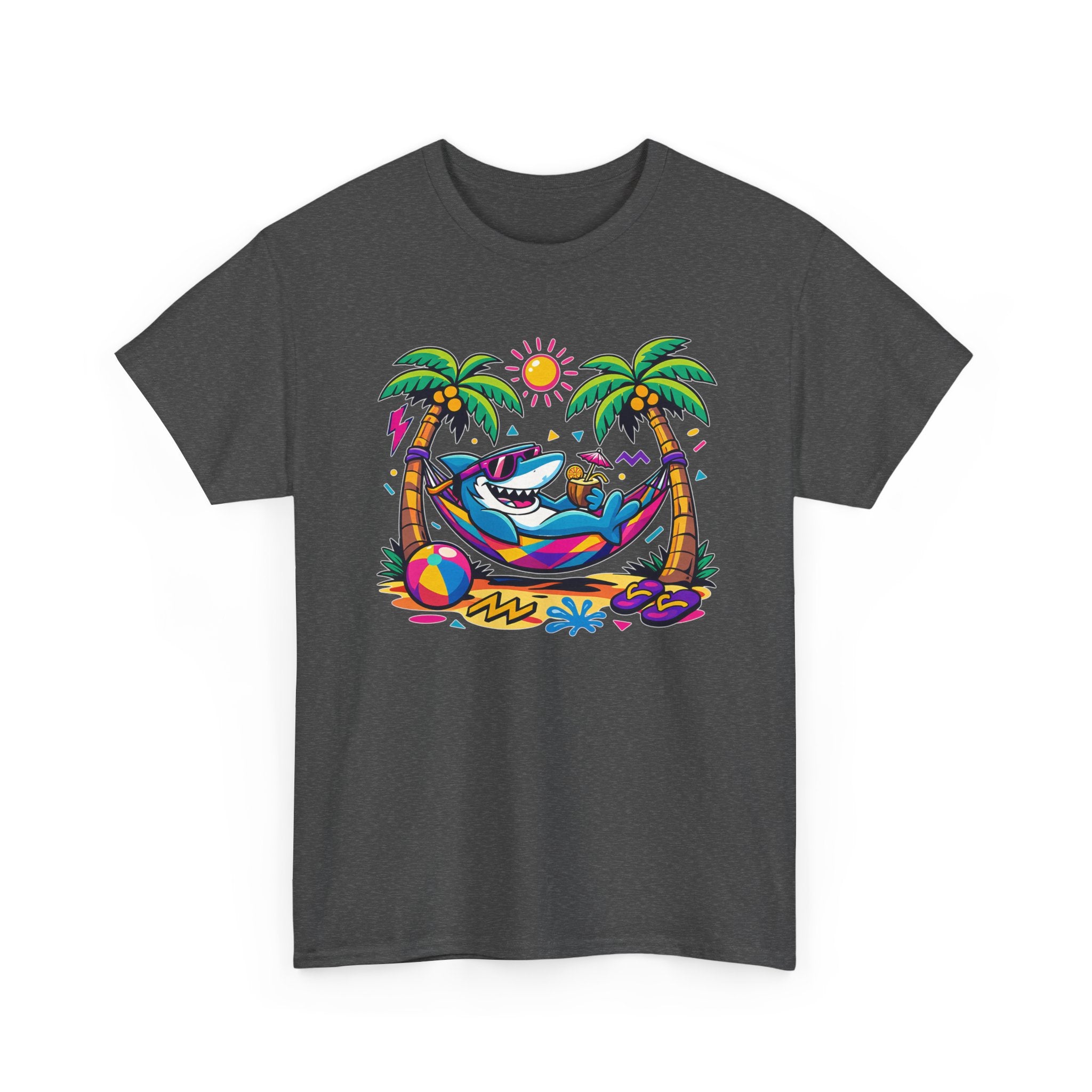 Beach Shark Hammock T‑Shirt — Tropical Summer Vibes Graphic Tee