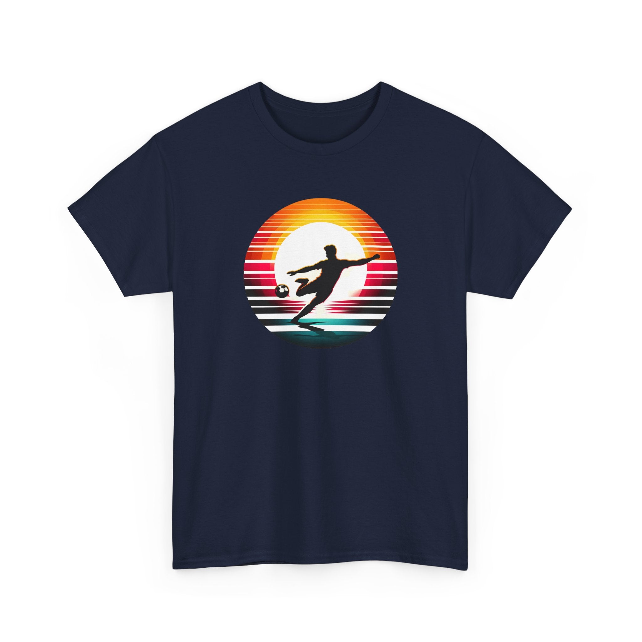 Football Soccer Silhouette Tee — Retro Sunset Soccer T-Shirt