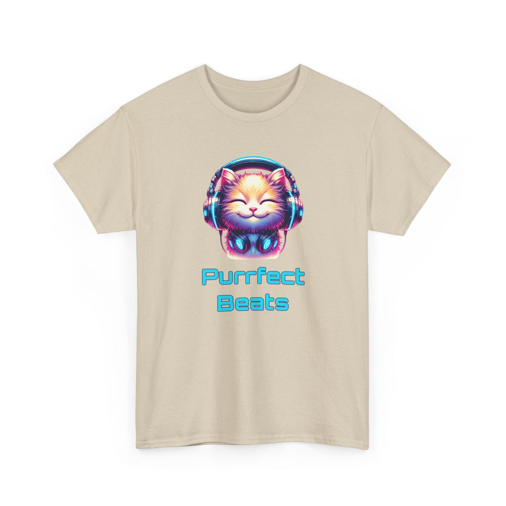 T-Shirt — "Purrfect Beats" Cat DJ Graphic Tee