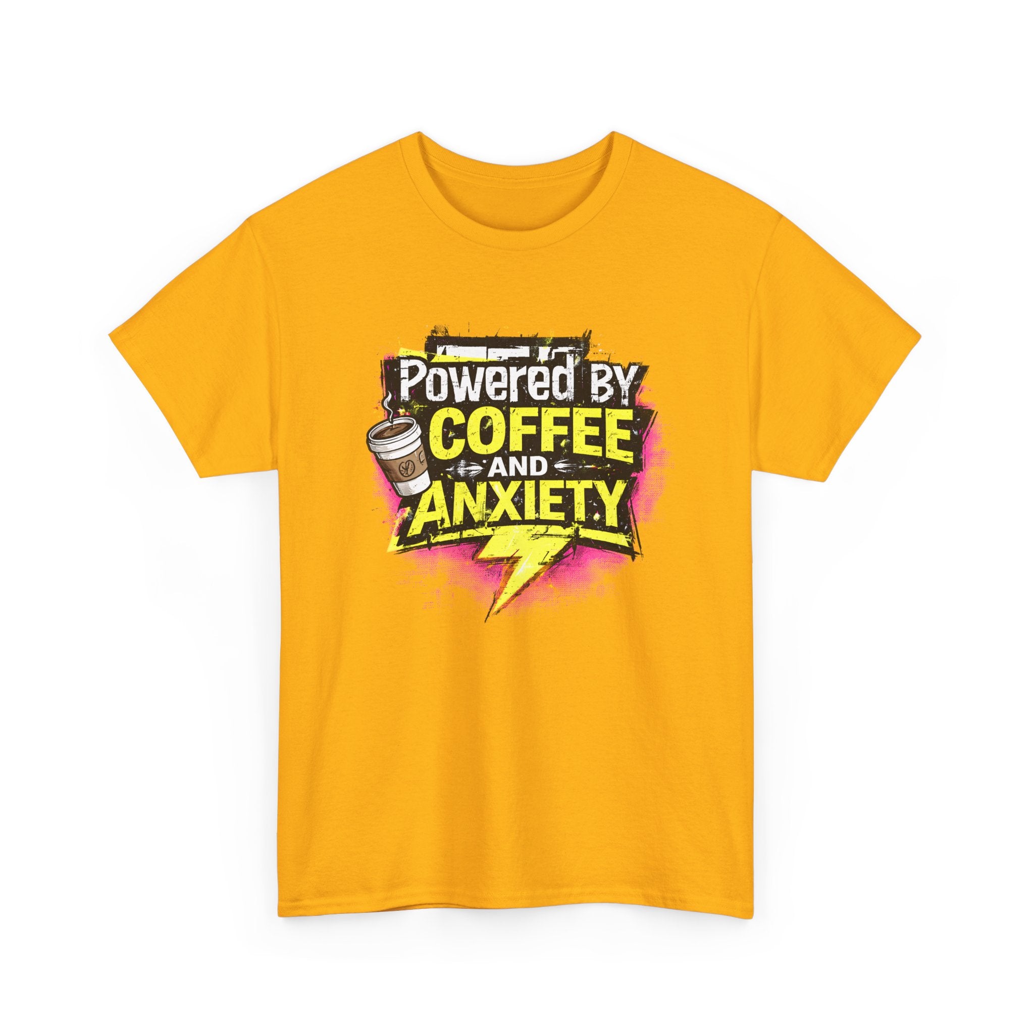 Funny Coffee & Anxiety T-Shirt — "Powered by Coffee and Anxiety" Graphic Tee