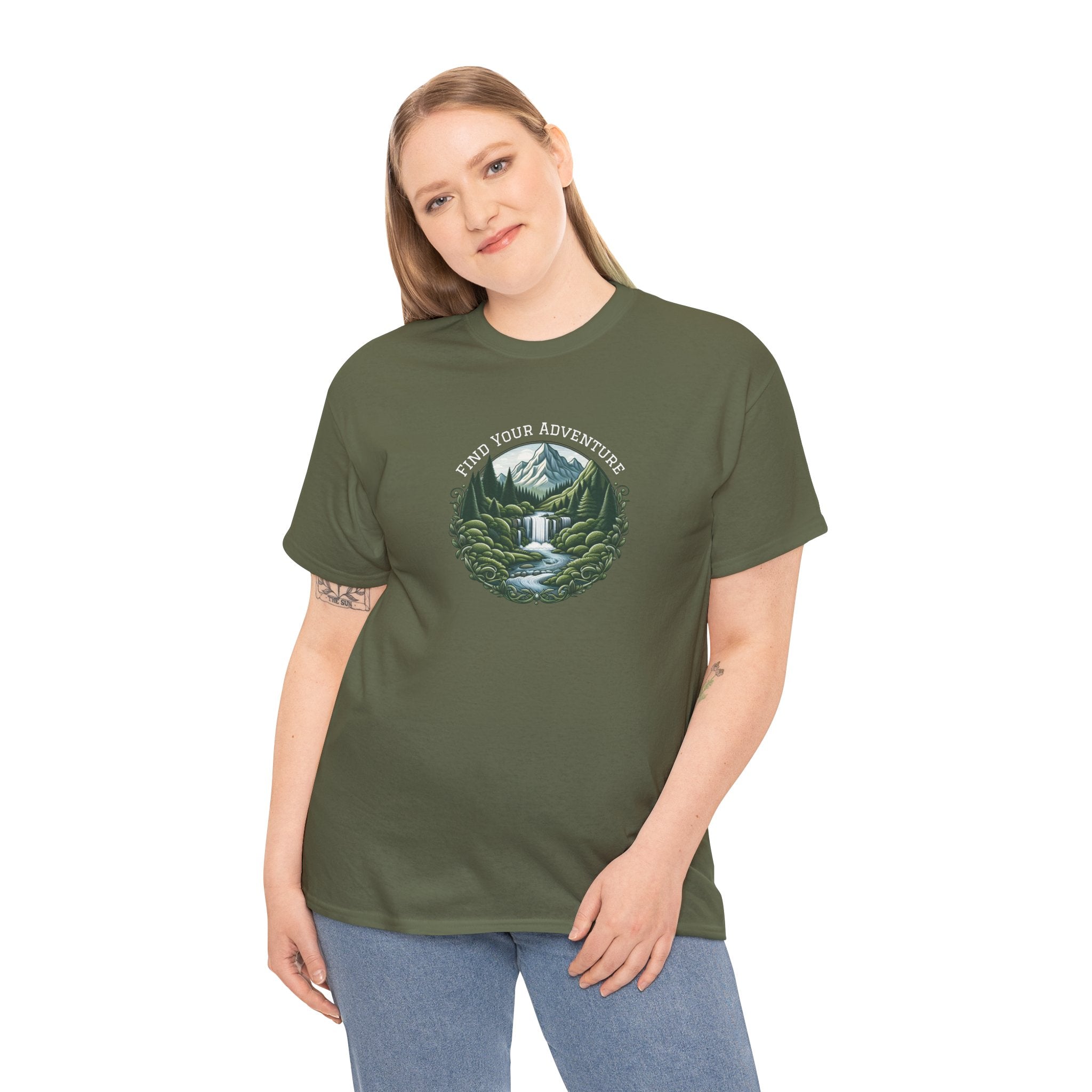 Nature Adventure T-Shirt — Find Your Adventure Mountain & Waterfall Graphic Tee