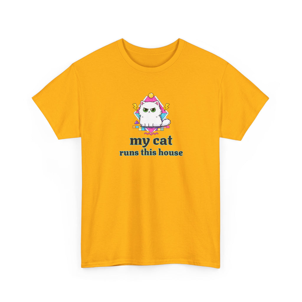My Cat Runs This House T-Shirt — Cute Cat Graphic Tee for Cat Lovers
