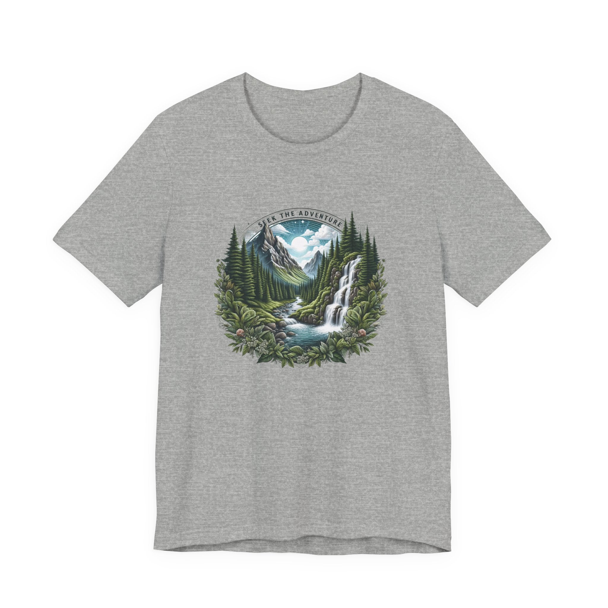 Nature Adventure T-Shirt — Mountain Waterfall Forest Graphic Tee