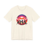 Retro Sunset Dancing Dogs T-Shirt — Vintage Rainbow Skyline Graphic Tee