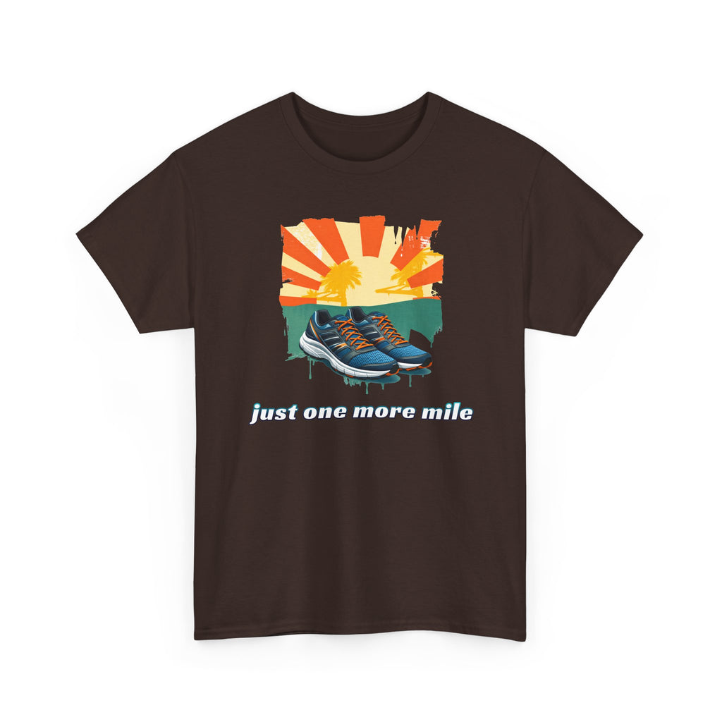 Running Tee — "Just One More Mile" Sunrise Graphic Shirt