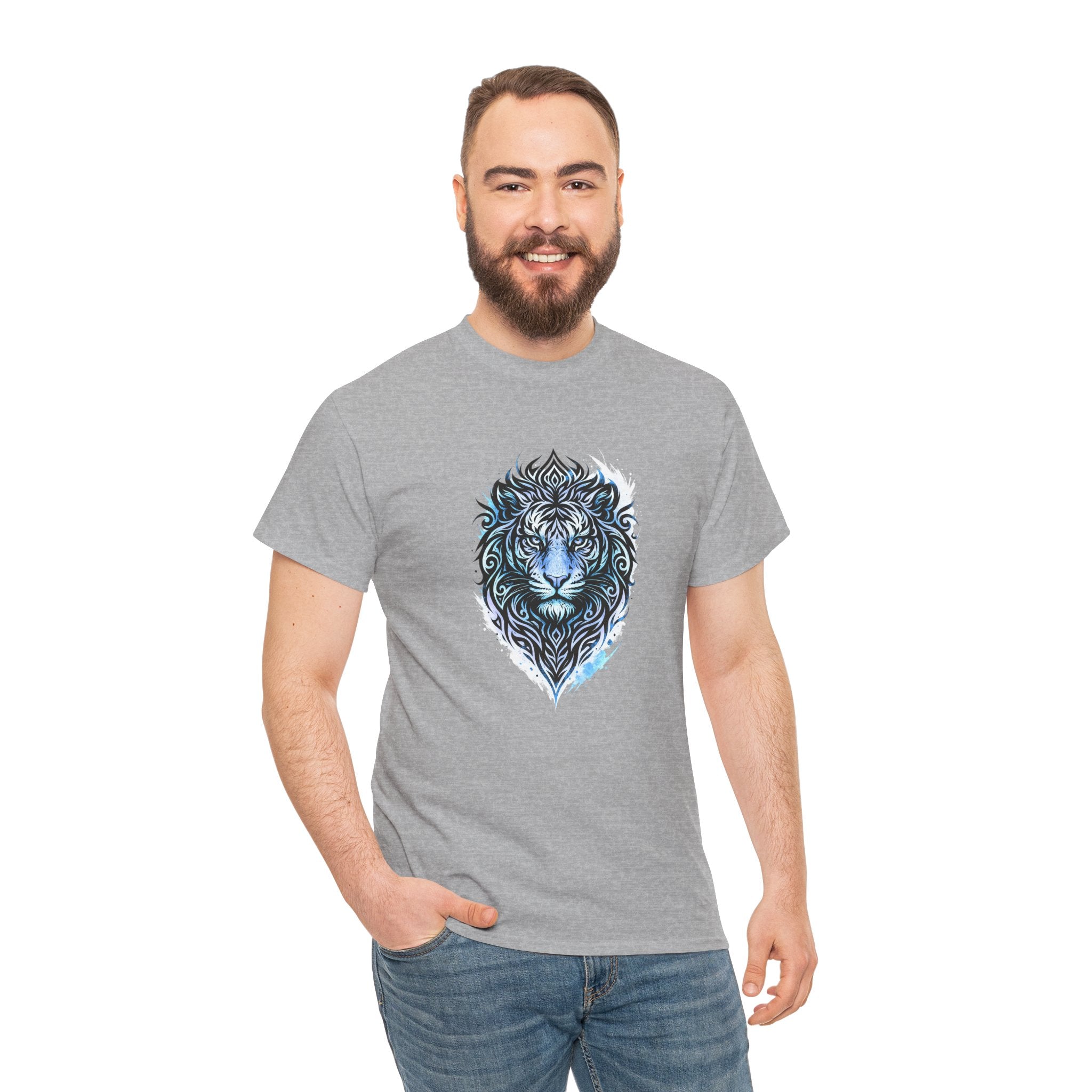 Tiger T-Shirt — Intricate Blue And White Tiger Graphic Tee