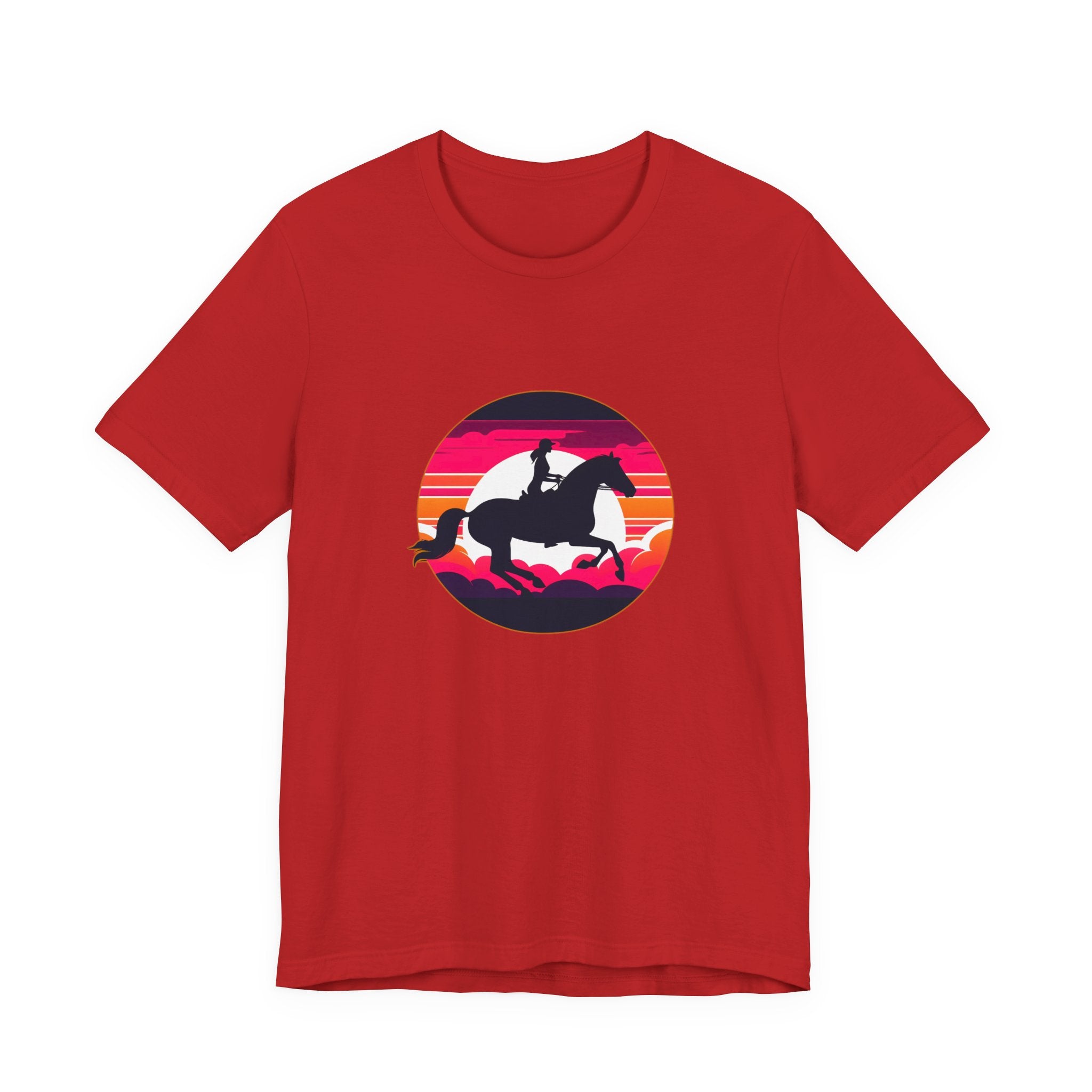 Woman Horse Riding Retro Sunset Tee