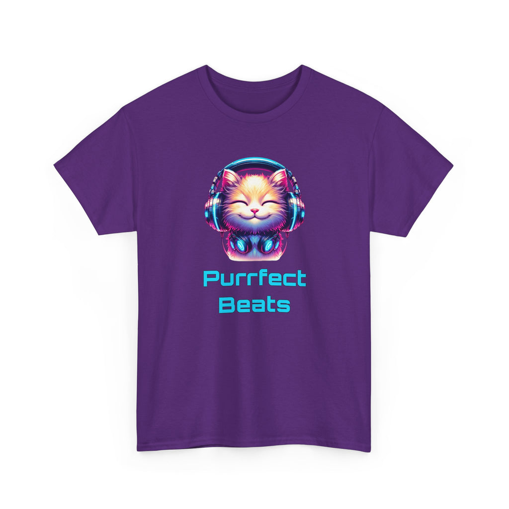 T-Shirt — "Purrfect Beats" Cat DJ Graphic Tee