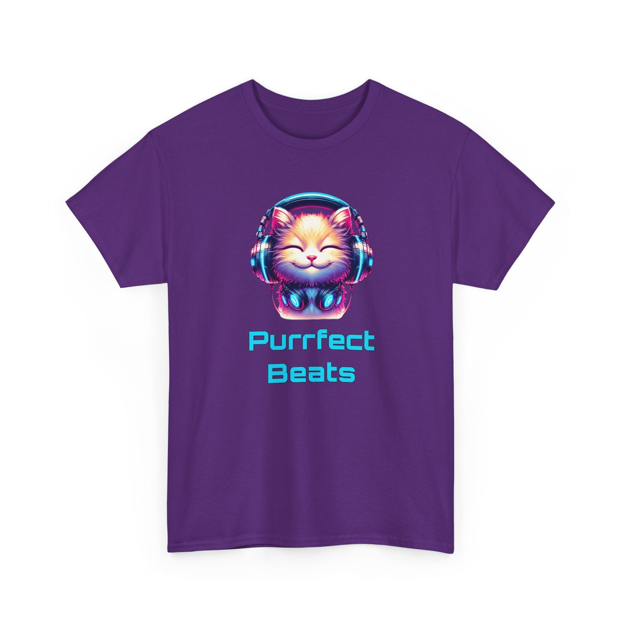 T-Shirt — "Purrfect Beats" Cat DJ Graphic Tee