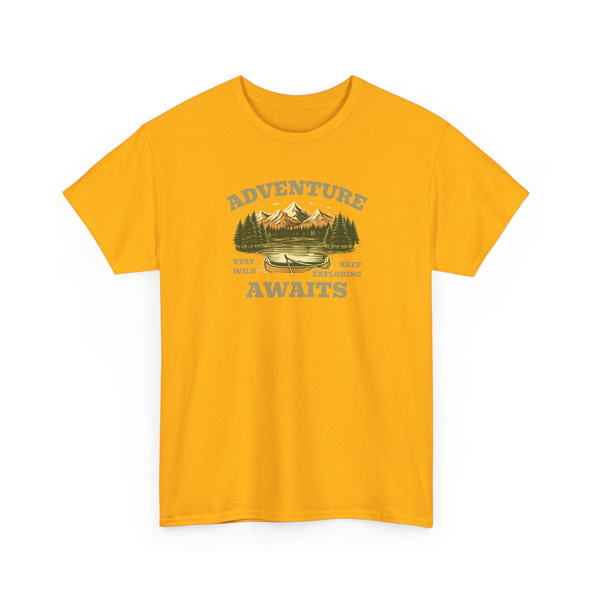 Adventure Awaits T-Shirt — Vintage Mountain Canoe Graphic Tee