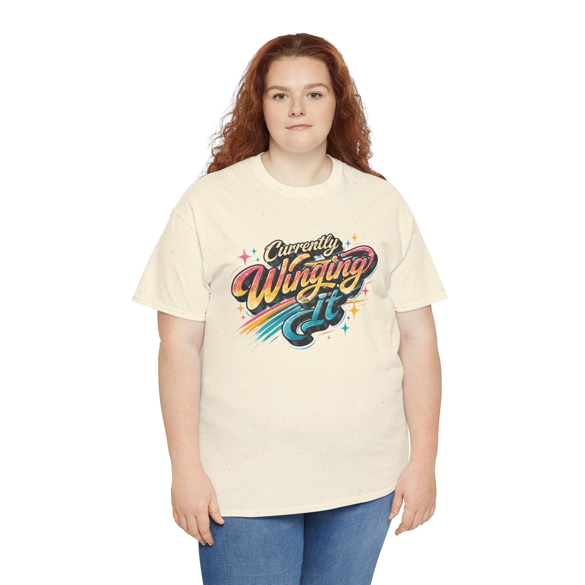 Currently Winging It Graphic Tee — Retro Script Casual Shirt
