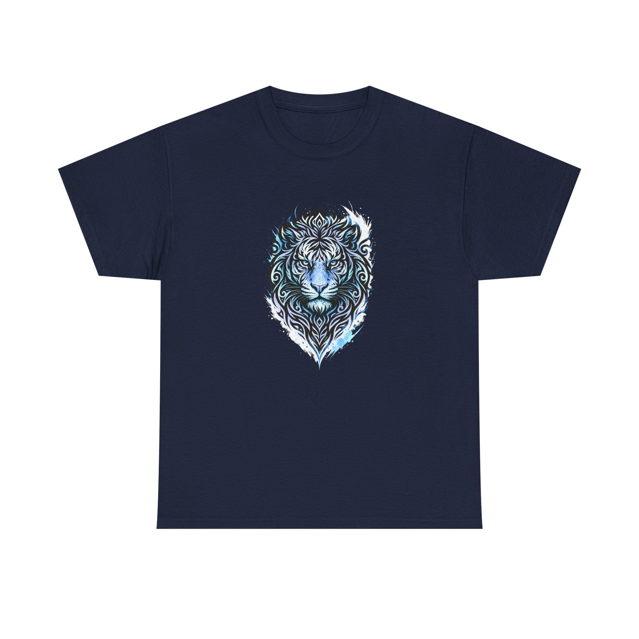 Tiger T-Shirt — Intricate Blue And White Tiger Graphic Tee