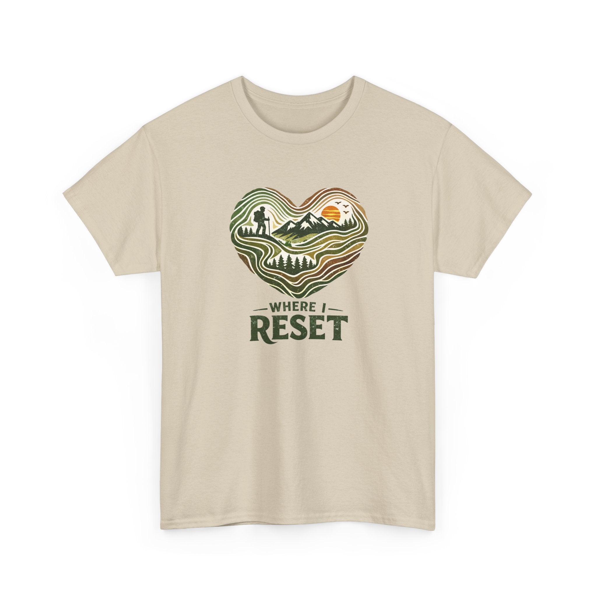 Where I Reset Tee — Nature Heart Hiking T‑Shirt