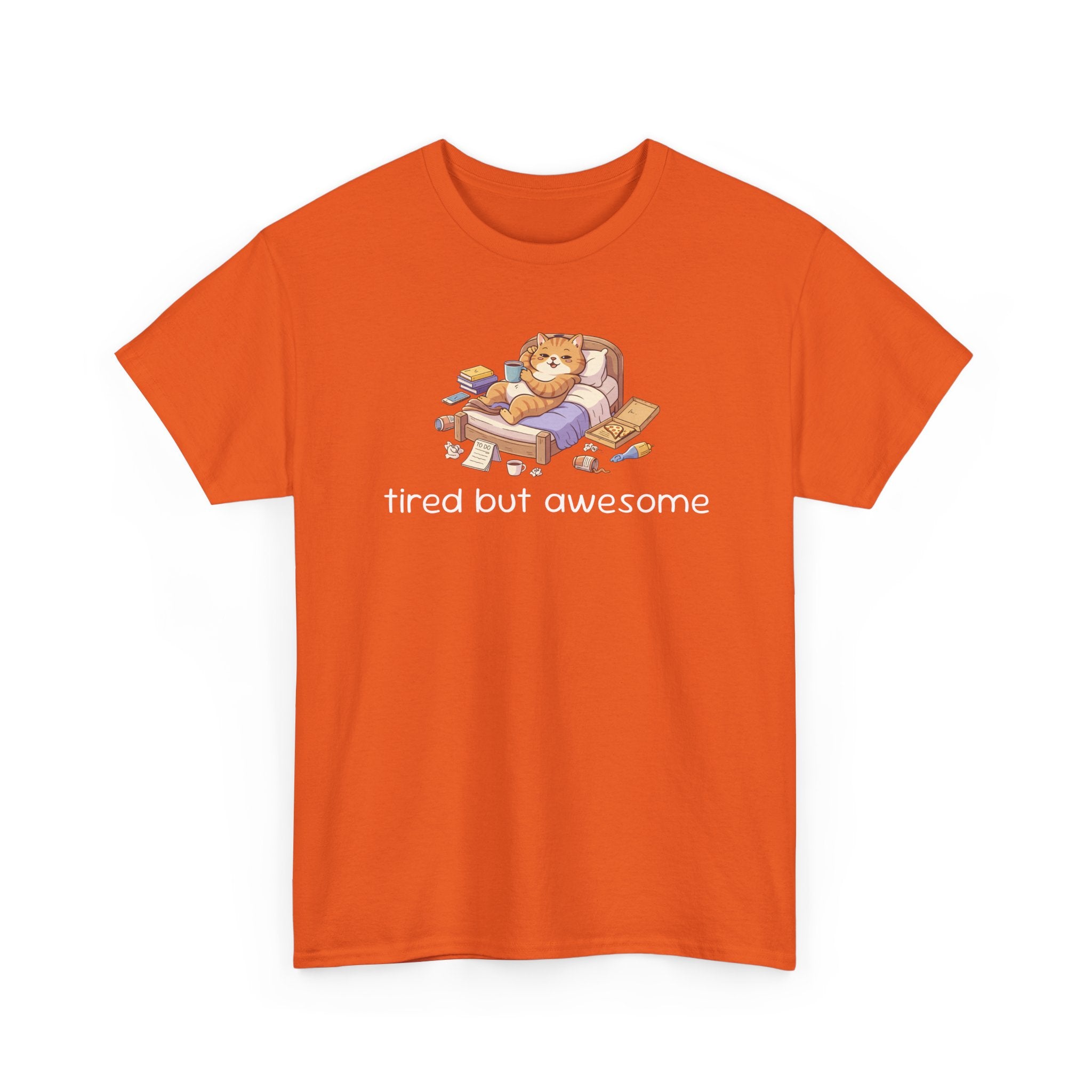 'Tired But Awesome' Cute Cat Relaxing Graphic Tee