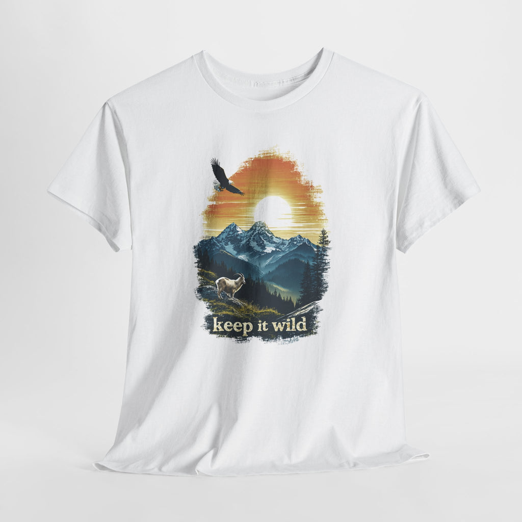 Keep It Wild T-Shirt — Sunset Eagle & Mountain Goat Tee For Nature Lovers