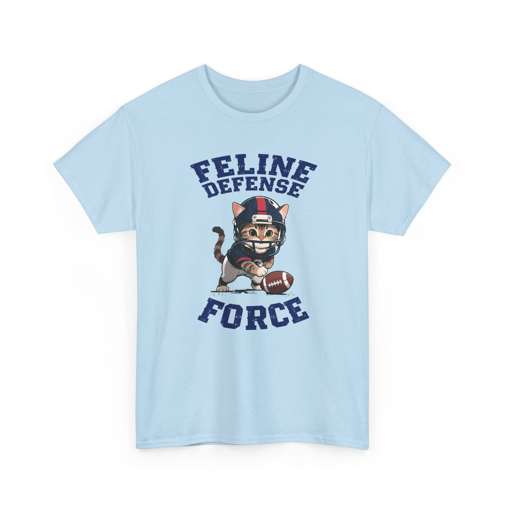 Feline Defense Force T-Shirt — Cute Football Cat Tee for Cat Lovers & Sports Fans